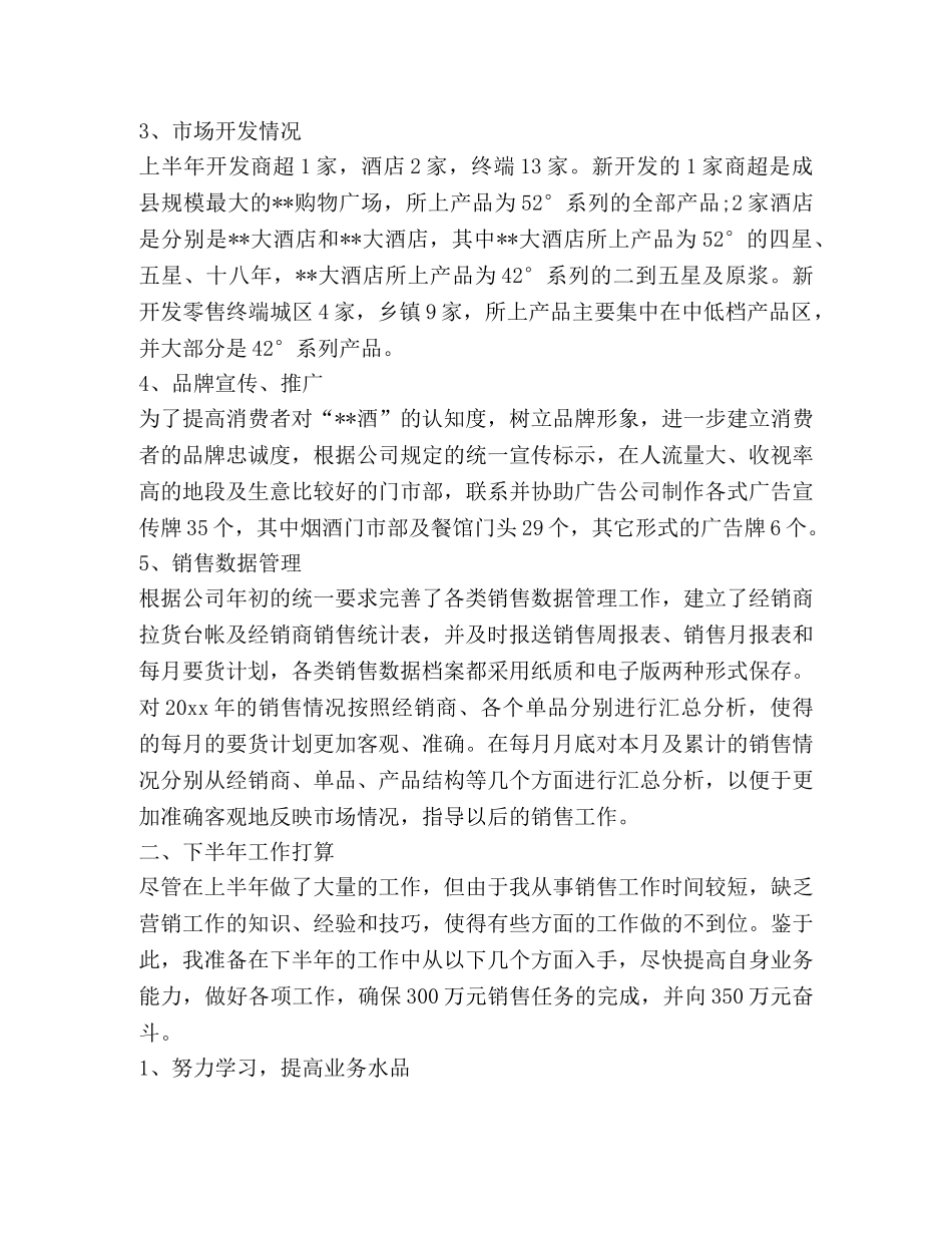 销售员个人半年工作总结 _第2页