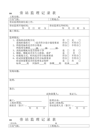 旁站监理记录表
