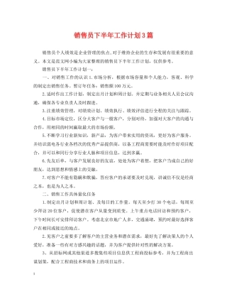 销售员下半年工作计划3篇 