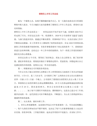 销售员上半年工作总结 