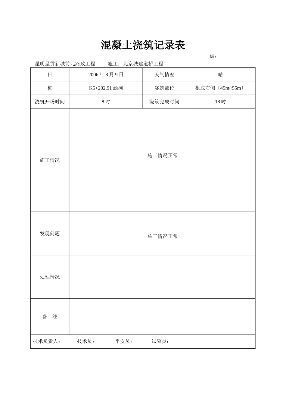 混凝土浇灌记录表-----施工单位用表_第2页