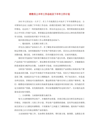 销售员上半年工作总结及下半年工作计划 
