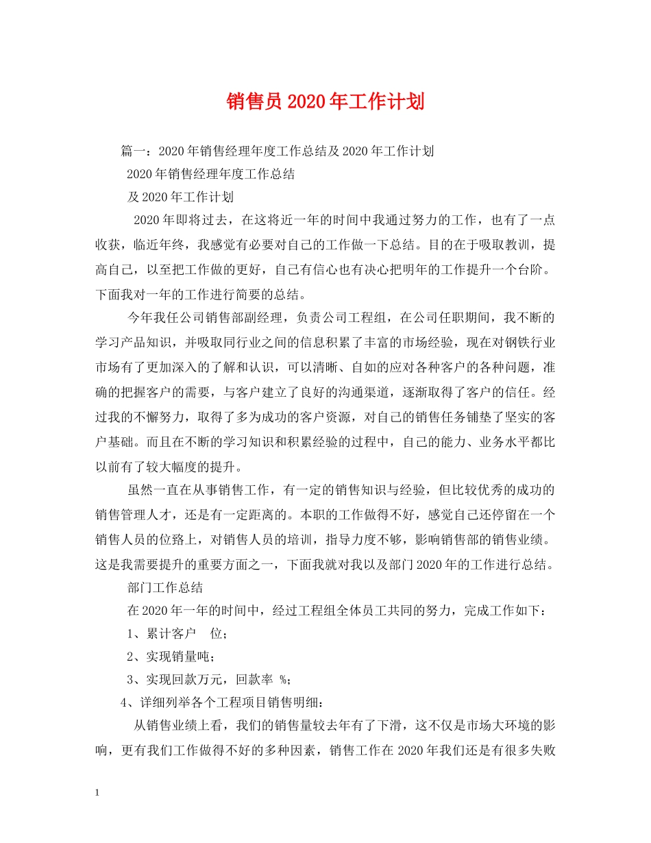 销售员2024年工作计划 _第1页