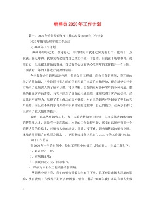 销售员2024年工作计划 