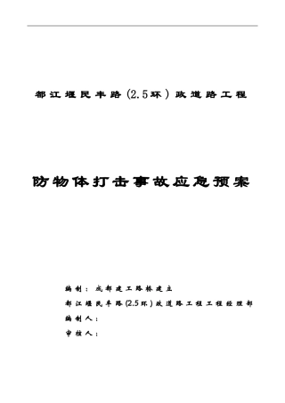 防物体打击事故应急预案封面