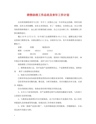 销售助理工作总结及来年工作计划 