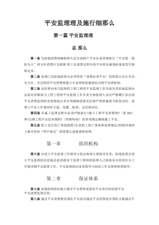 安全监理管理办法及实施细则