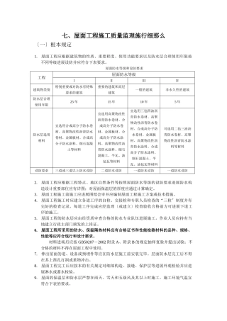 屋面工程施工质量监理实施细则cv