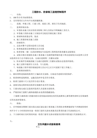 工程防水、防渗施工监理控制程序