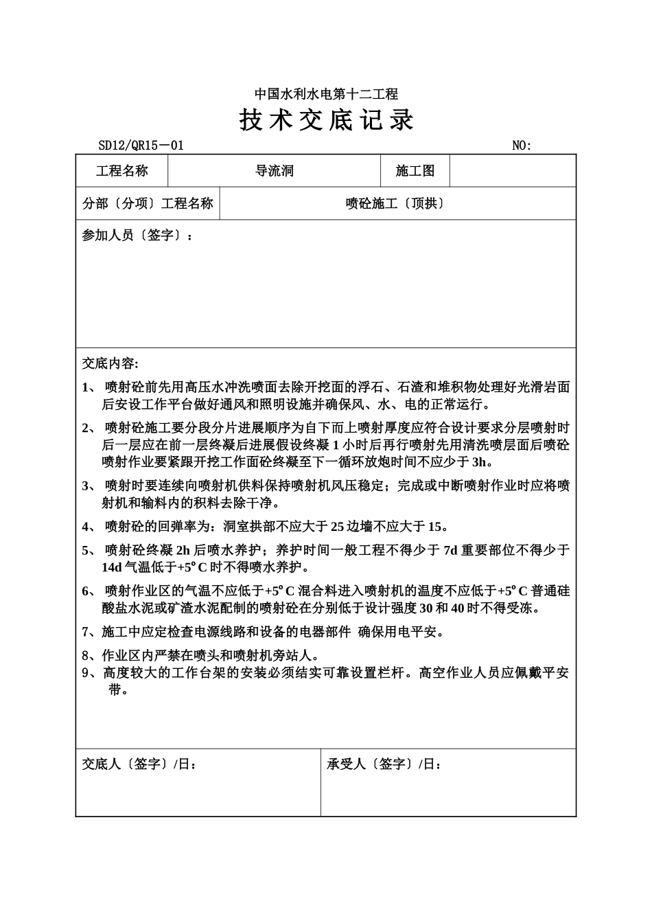 喷砼施工（顶拱）工程技术交底_第1页