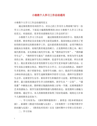 小继教个人学习工作总结通用 