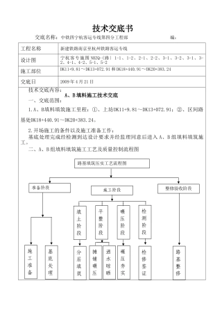 某铁路填料施工技术交底书
