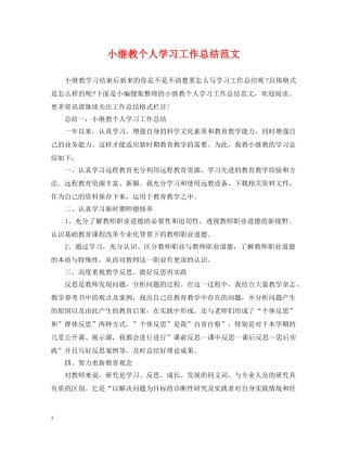 小继教个人学习工作总结范文2 