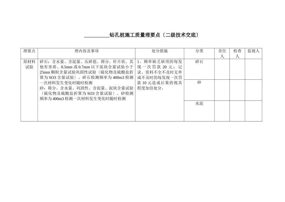 钻孔桩施工质量管理要点（二级技术交底）_第1页