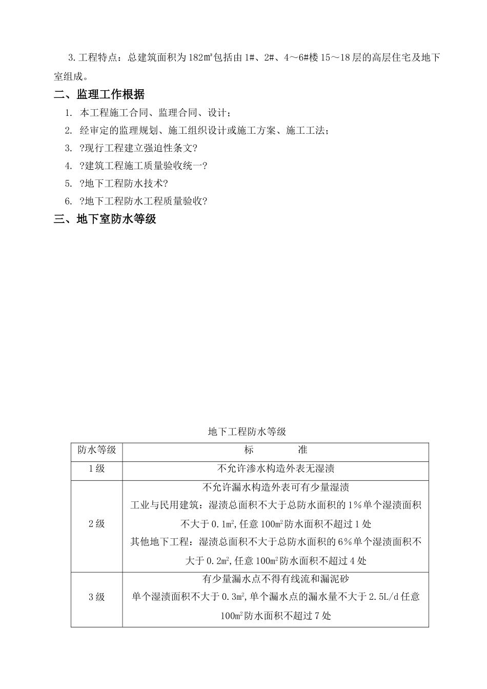 拆迁安置房地下室防水工程监理实施细则_第2页
