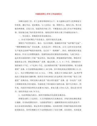 中级经济师上半年工作总结范文