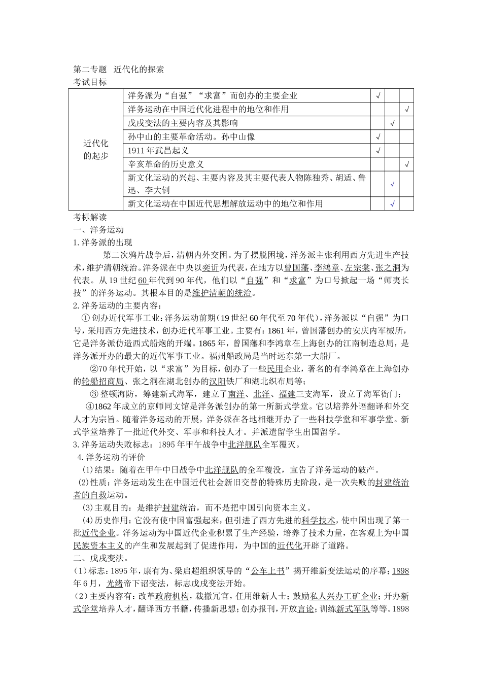 第二专题：近代化的探索复习要点_第1页