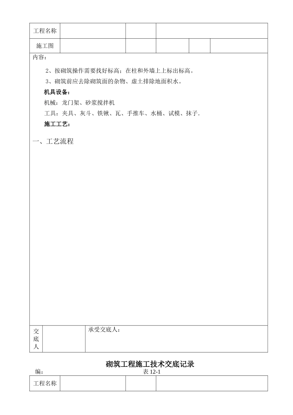 砌筑工程施工技术交底记录_第2页