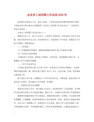 企业员工试用期工作总结
