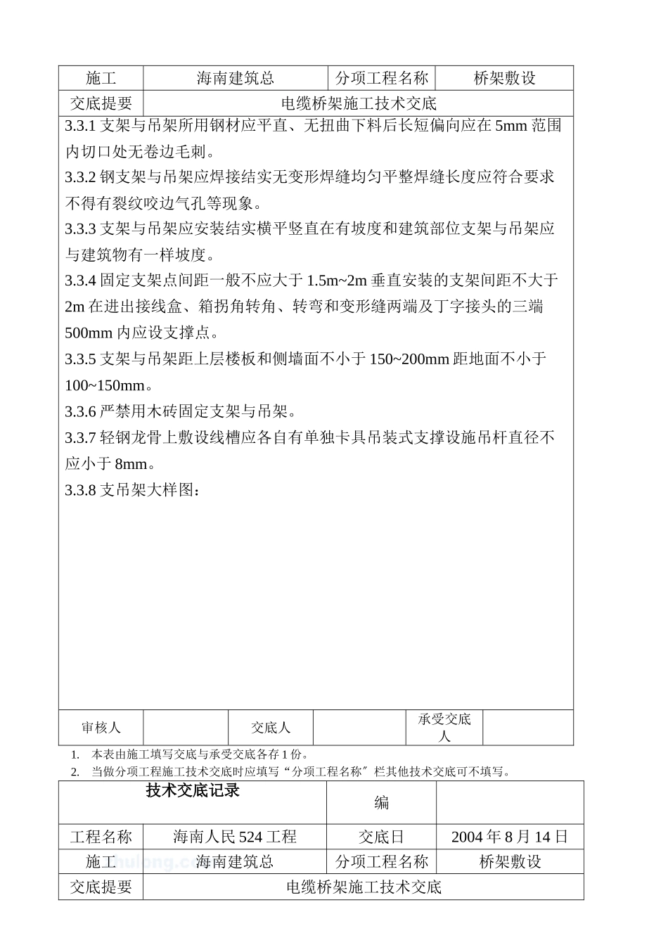 桥架敷设电缆桥架施工技术交底_第3页