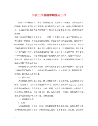 小班工作总结学期亮点工作 