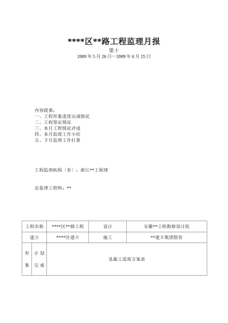 某公路工程监理月报
