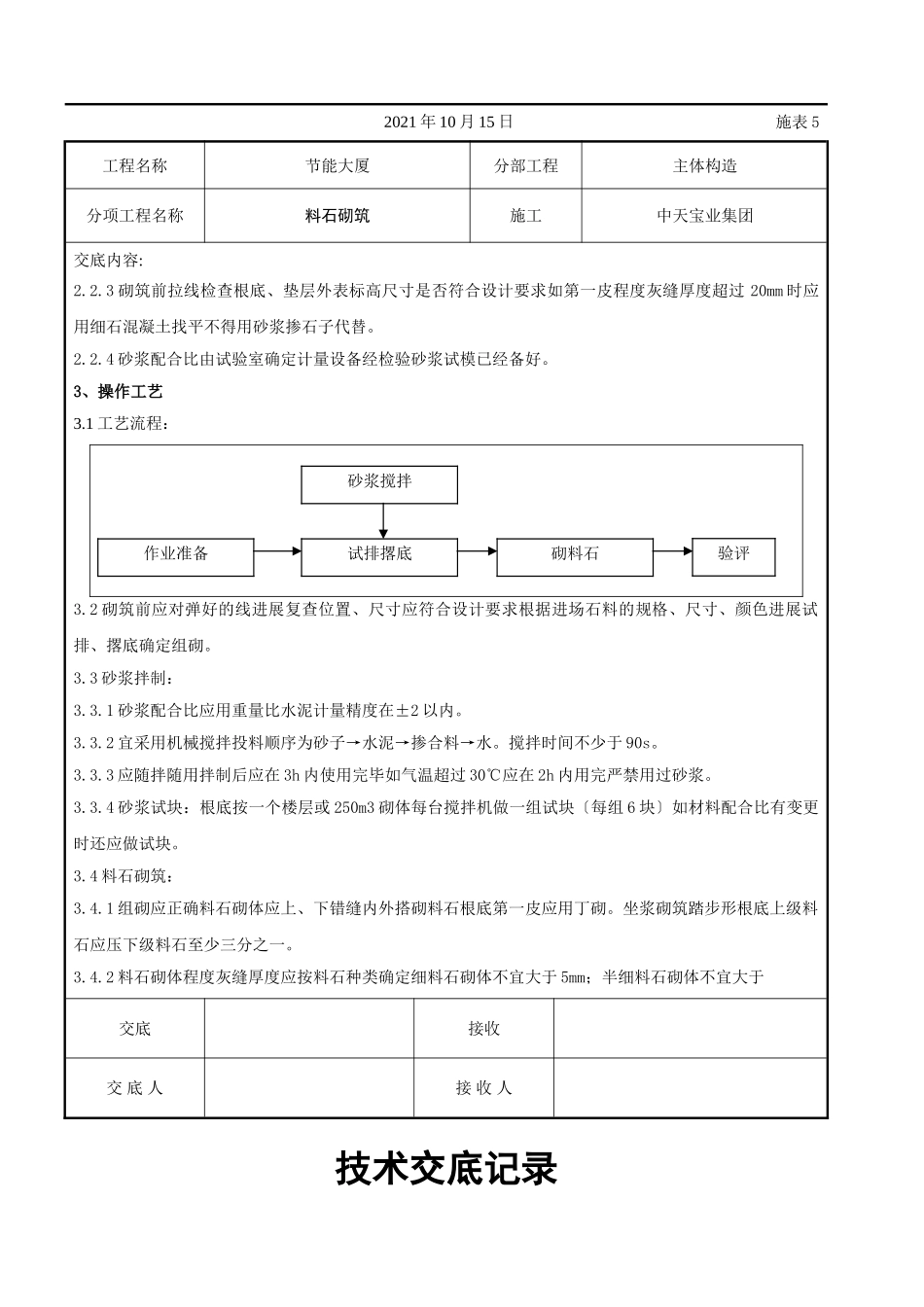 料石砌筑施工交底记录_第2页