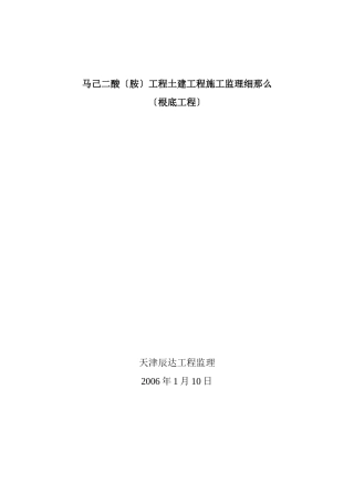 神马己二酸（胺）项目土建工程施工监理细则（基础工程）