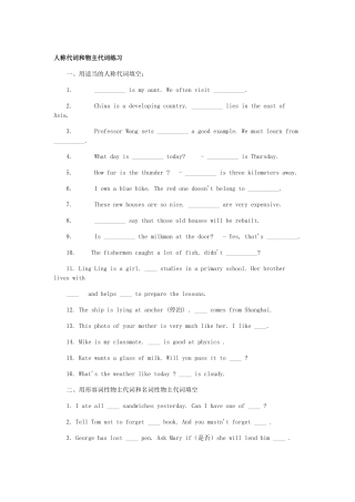 人称代词和物主代词练习