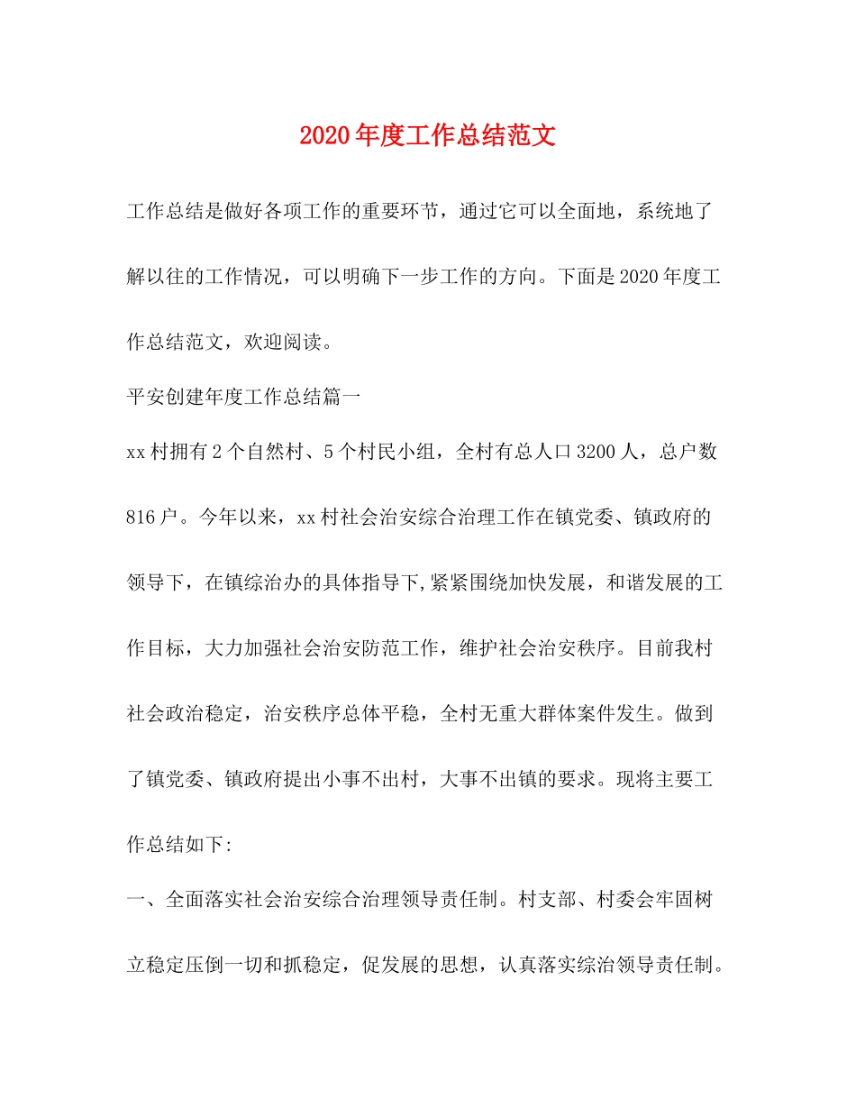 2020年度工作总结范文_第1页