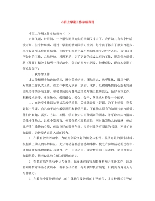 小班上学期工作总结范例 