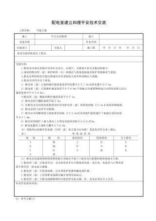配电室建设和管理安全技术交底