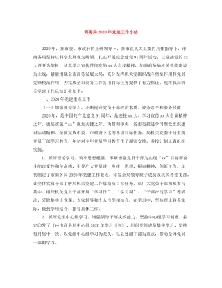 商务局年党建工作小结