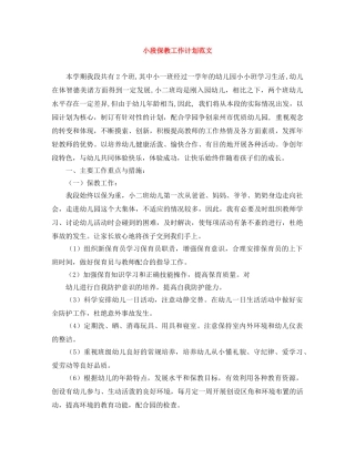 小段保教工作计划范文 