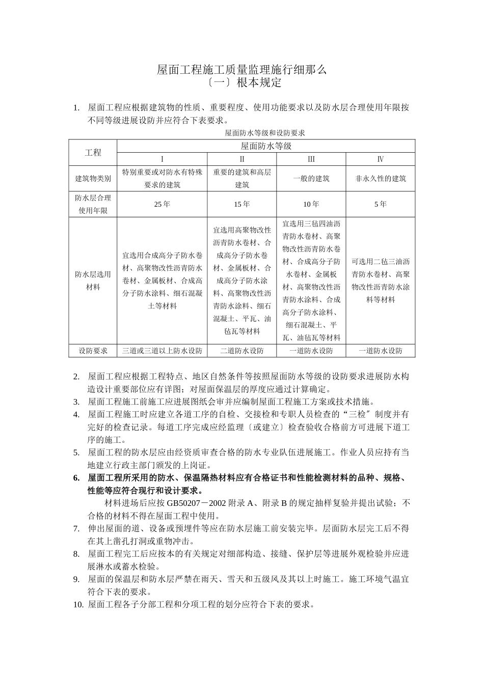 屋面工程施工质量监理实施细则_第1页