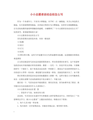 小小志愿者活动总结怎么写 