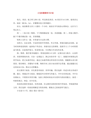 小宝的暑期学习计划 