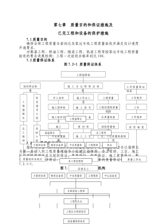 第七章  质量目标和保证措施及已完工程和设备的保护措施
