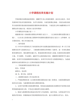 小学课程改革实施计划 