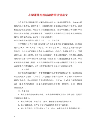小学课外实践活动教学计划范文 
