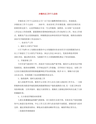 乡镇农业工作个人总结