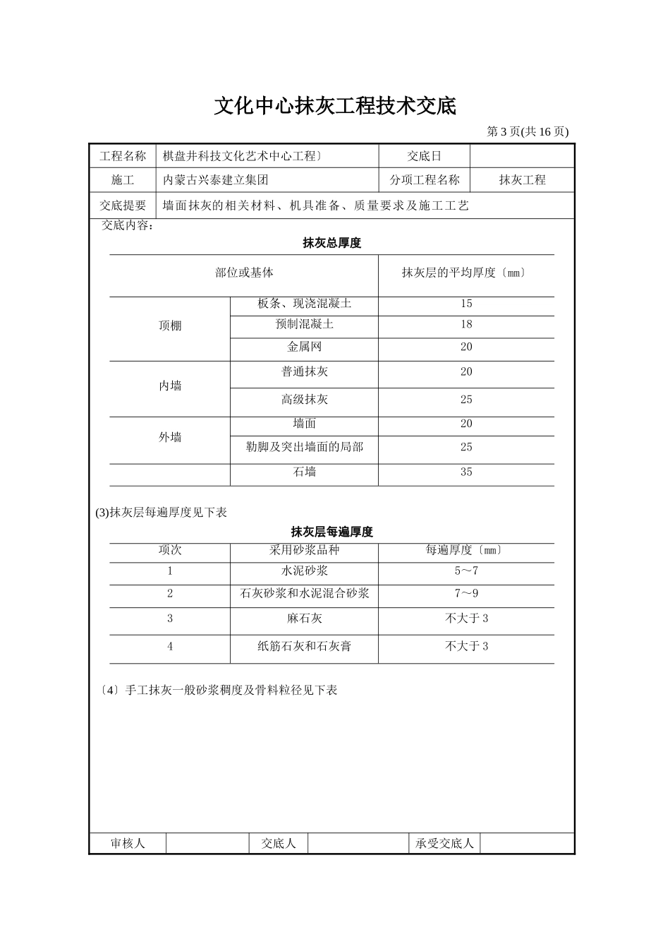文化中心抹灰工程技术交底_第3页
