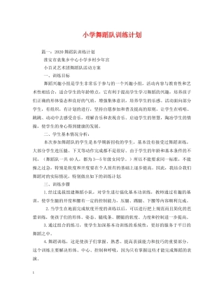 小学舞蹈队训练计划 