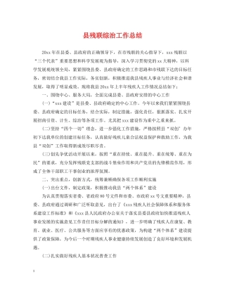 县残联综治工作总结