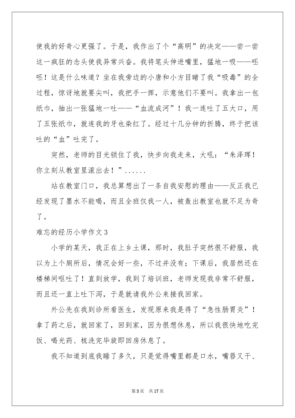 难忘的经历小学作文_第3页