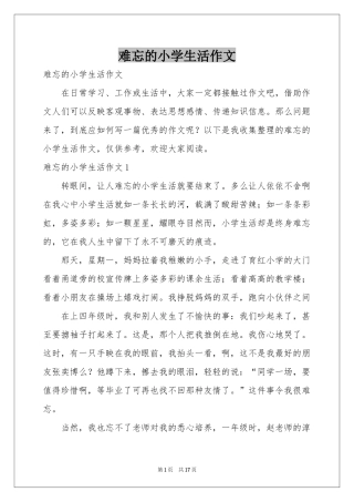 难忘的小学生活作文