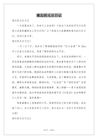 难忘的元旦日记