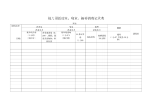 幼儿园活动室寝室被褥消毒记录表