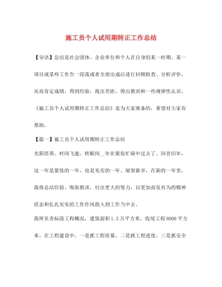 员个人试用期转正工作总结