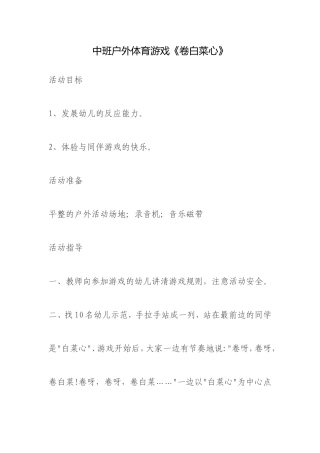 中班户外体育游戏